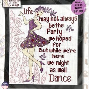 Might as Well Dance Party Counted Cross Stitch Kit 8x10 Design Works Made in USA